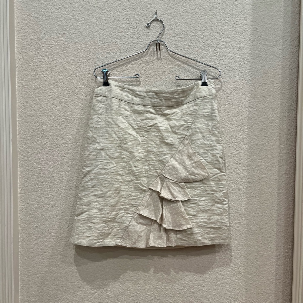 Odille from Anthropologie Cream Skirt with Ruffle Detail